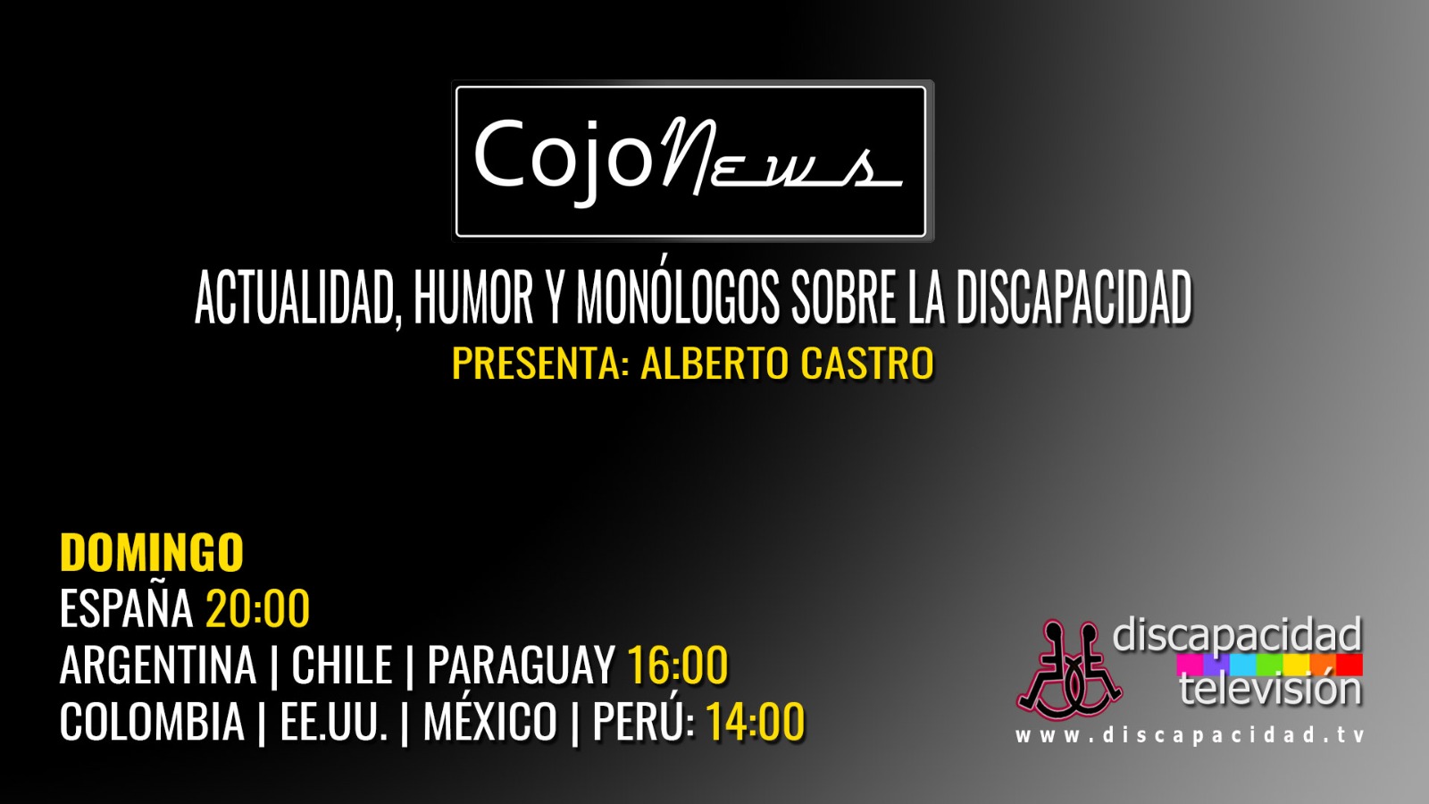 COJO NEWS EN COJO NEWS TE ENTERARÁS DE TODAS LAS NOTICIAS, ACTUALIDAD Y CHISMES DE NUESTRO COLECTIVO. ADEMÁS PODRÁS DISFRUTAR DEL HUMOR DE ALBERTO CASTRO, SU PRESENTADOR Y REALIZADOR DE LOS MEJORES STAND-UP.